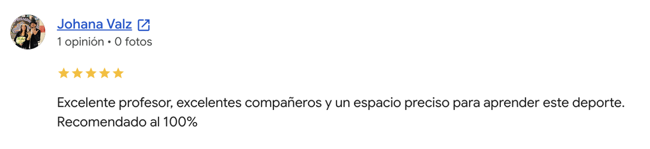 Opinión de Johana Valz en Google
