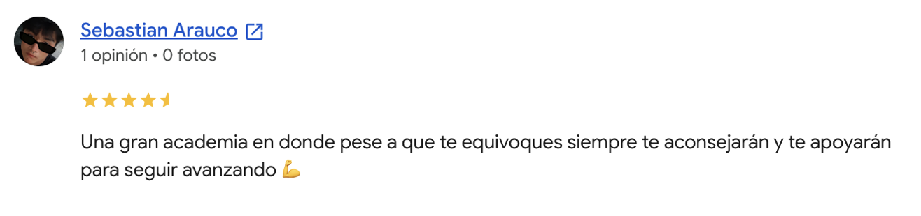 Opinión de Sebastian Arauco en Google