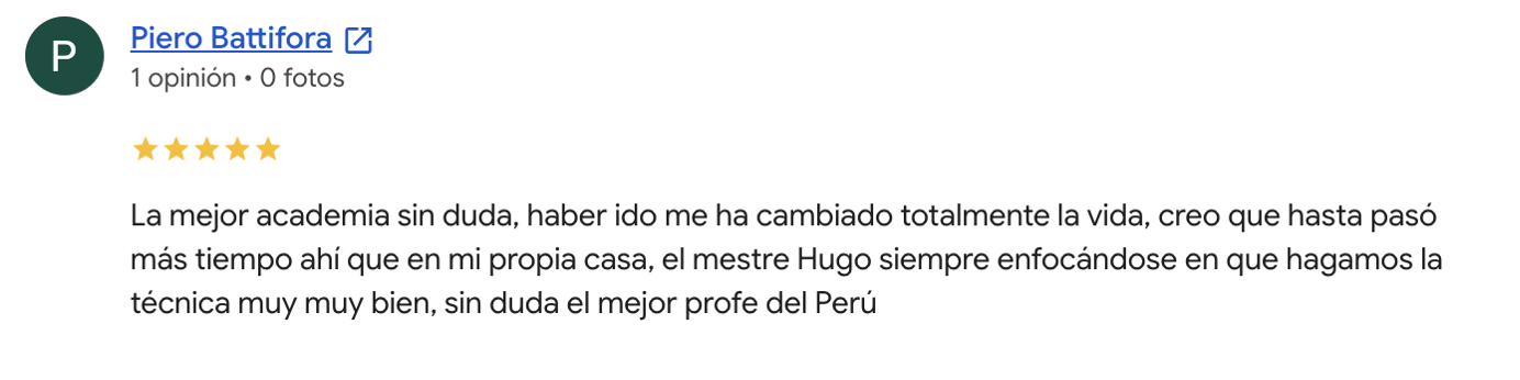 Opinión de Piero Battifora en Google