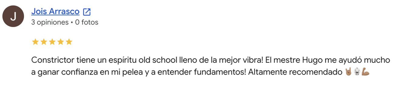 Opinión de Jois Arrasco en Google